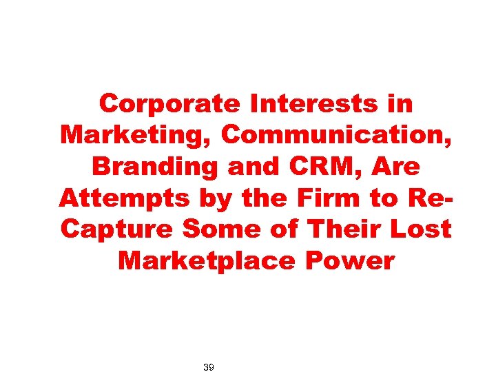 Corporate Interests in Marketing, Communication, Branding and CRM, Are Attempts by the Firm to