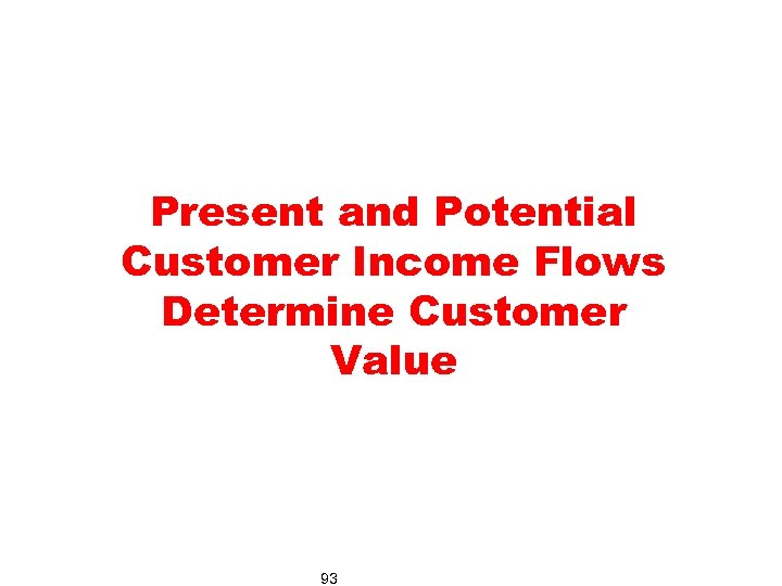Present and Potential Customer Income Flows Determine Customer Value 93 