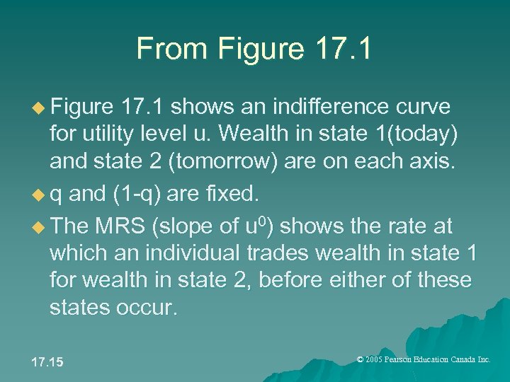 From Figure 17. 1 u Figure 17. 1 shows an indifference curve for utility