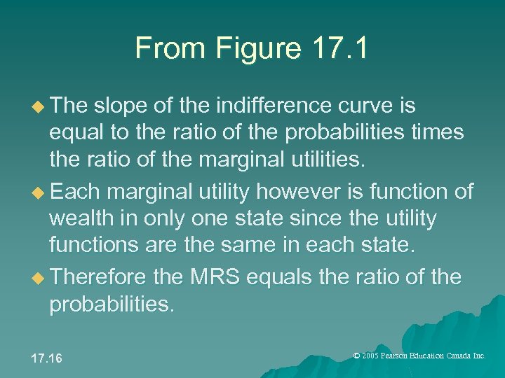 From Figure 17. 1 u The slope of the indifference curve is equal to