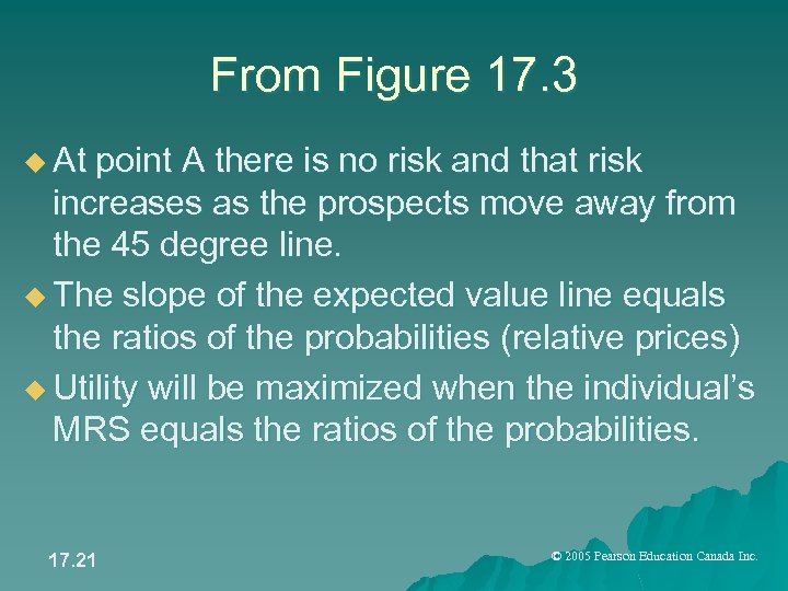 From Figure 17. 3 u At point A there is no risk and that