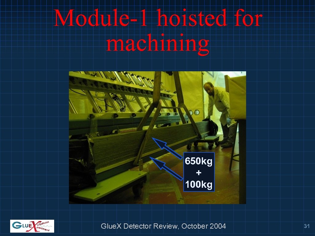 Module-1 hoisted for machining 650 kg + 100 kg Glue. X Detector Review, October