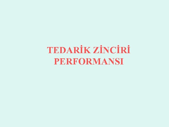 TEDARİK ZİNCİRİ PERFORMANSI 