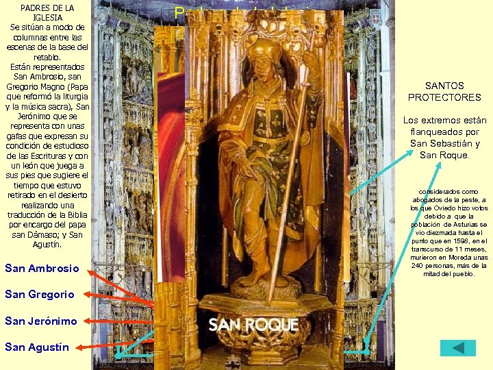 PADRES DE LA IGLESIA Se sitúan a modo de columnas entre las escenas de