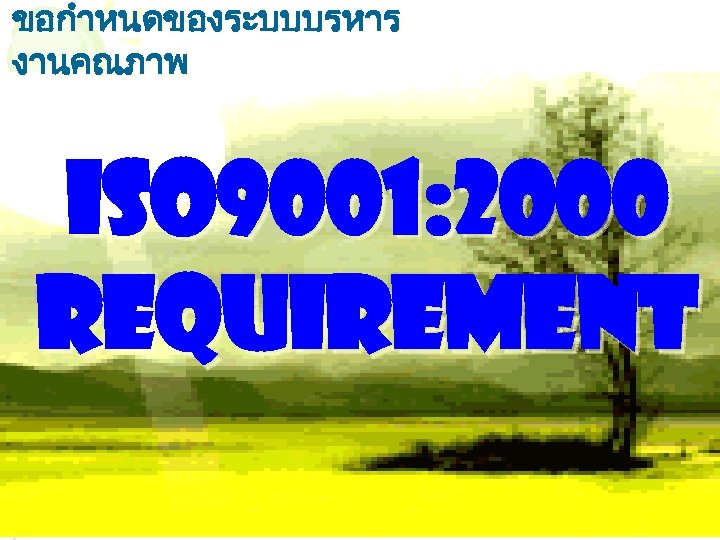 ขอกำหนดของระบบบรหาร งานคณภาพ ISO 9001: 2000 Requirement 