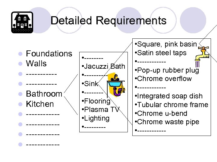 Detailed Requirements l l l l l Foundations Walls ----------Bathroom Kitchen ----------------------- • -------