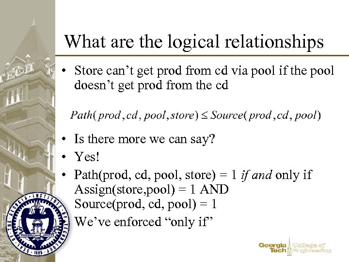 What are the logical relationships • Store can’t get prod from cd via pool