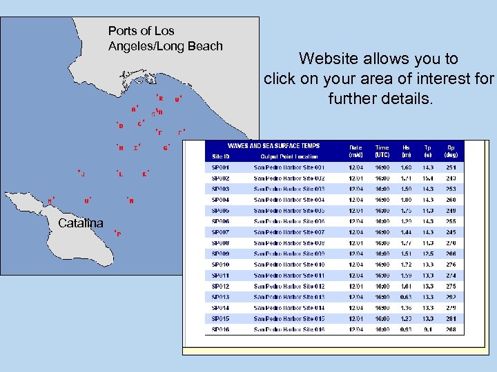 Ports of Los Angeles/Long Beach Catalina Website allows you to click on your area