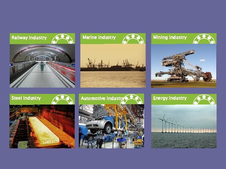 OUR PRODUCT RANGE Railway Industry Steel Industry Marine Industry Automotive Industry Mining Industry Energy