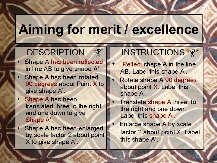 Aiming for merit / excellence DESCRIPTION • Shape A has been reflected in line