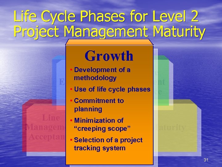 Life Cycle Phases for Level 2 Project Management Maturity Growth • Development of a