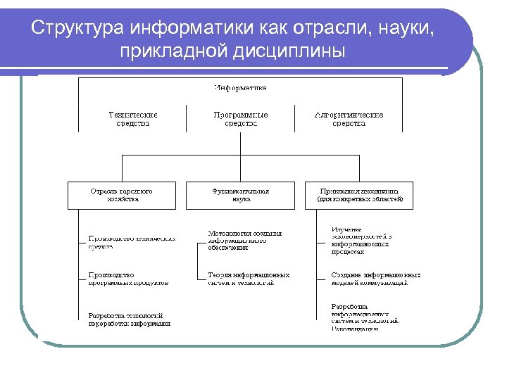 Структура информатики как отрасли, науки, прикладной дисциплины 
