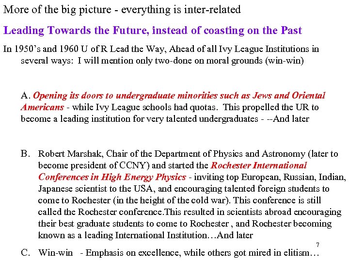 More of the big picture - everything is inter-related Leading Towards the Future, instead