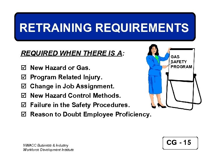 RETRAINING REQUIREMENTS REQUIRED WHEN THERE IS A: þ þ þ New Hazard or Gas.