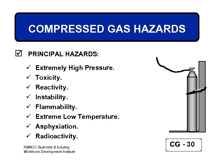 COMPRESSED GAS HAZARDS þ PRINCIPAL HAZARDS: ü ü ü ü Extremely High Pressure. Toxicity.