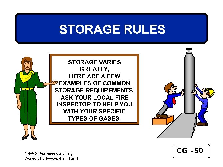 STORAGE RULES STORAGE VARIES GREATLY, HERE A FEW EXAMPLES OF COMMON STORAGE REQUIREMENTS. ASK