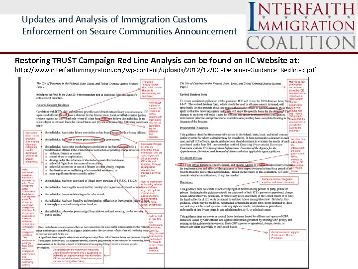 Updates and Analysis of Immigration Customs Enforcement on Secure Communities Announcement Restoring TRUST Campaign