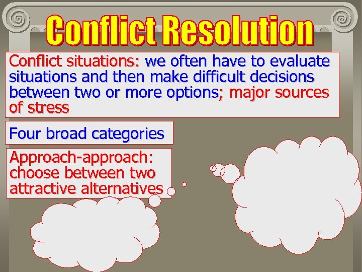 Conflict situations: we often have to evaluate situations and then make difficult decisions between