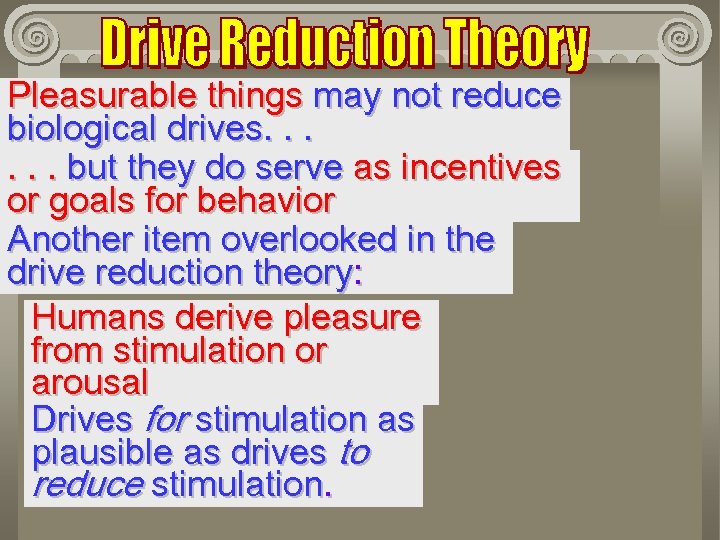 Pleasurable things may not reduce biological drives. . . but they do serve as