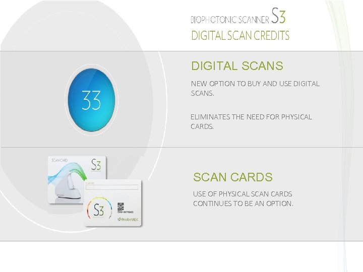 DIGITAL SCANS NEW OPTION TO BUY AND USE DIGITAL SCANS. ELIMINATES THE NEED FOR