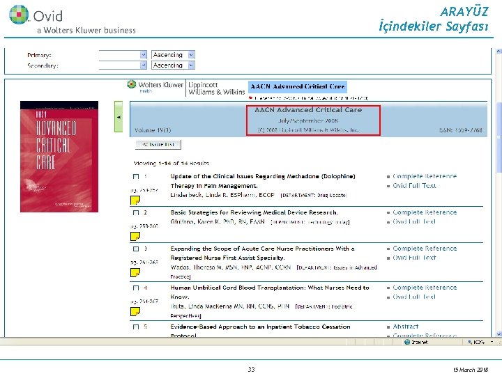 ARAYÜZ İçindekiler Sayfası 33 15 March 2018 