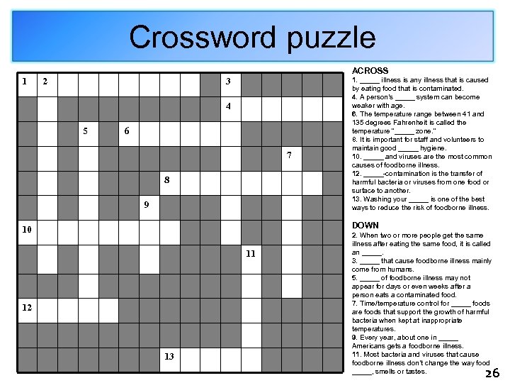 Crossword puzzle ACROSS 1 2 3 4 5 6 7 8 9 1. _____