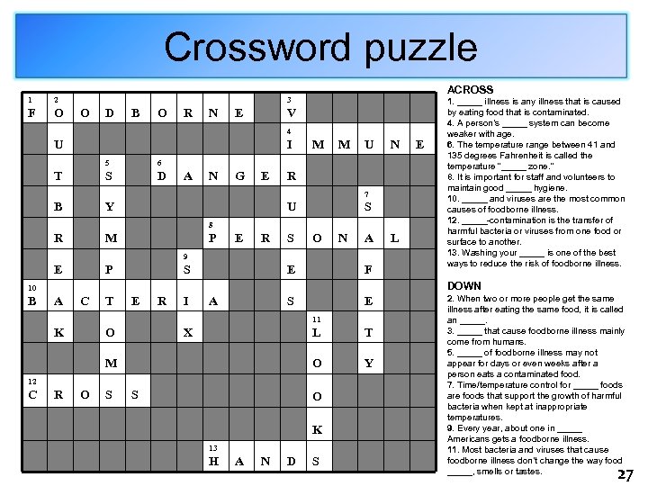 Crossword puzzle 1 2 F O ACROSS 3 O D B O R N
