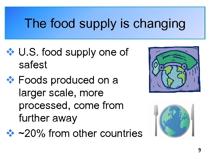 The food supply is changing v U. S. food supply one of safest v
