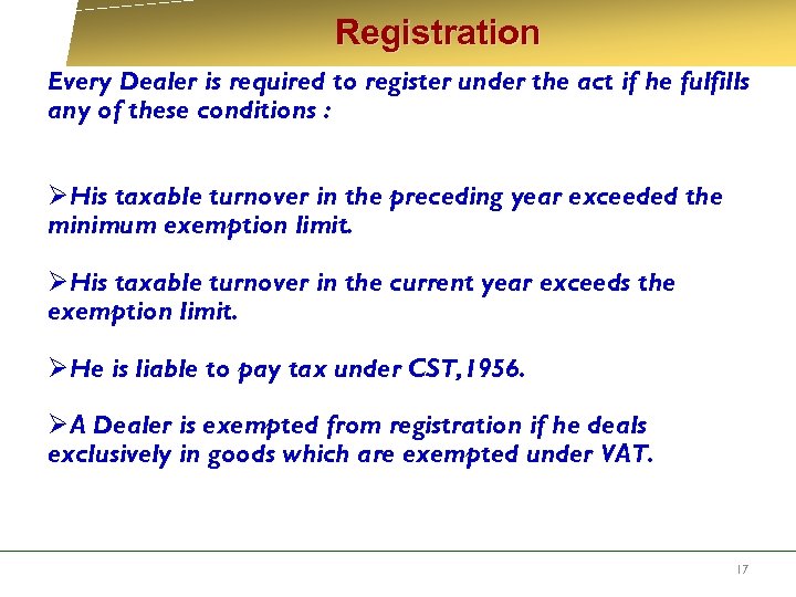  Registration Every Dealer is required to register under the act if he fulfills