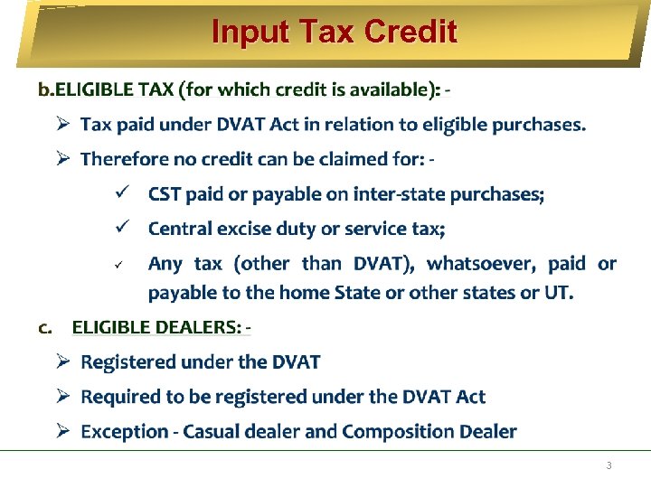 Input Tax Credit 3 