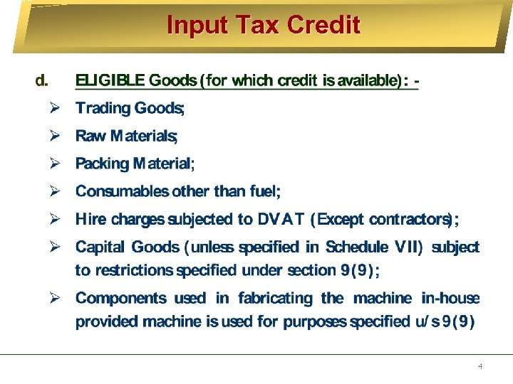 Input Tax Credit 4 