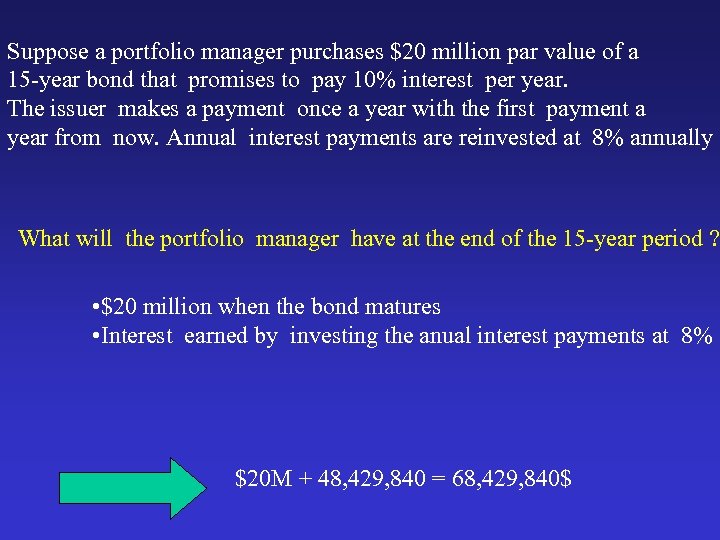 Suppose a portfolio manager purchases $20 million par value of a 15 -year bond