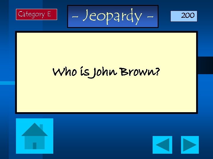Category E - Jeopardy Who is John Brown? 200 