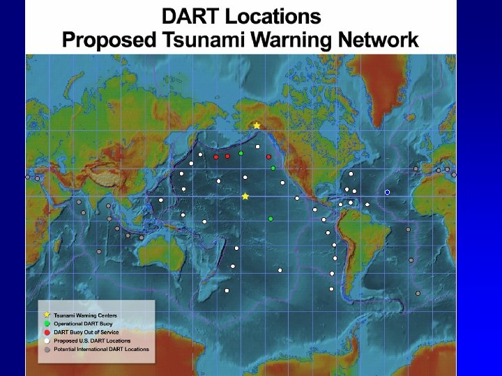 Location of DART buoys (deployed along subduction zones: 1000 km spacing) 29 - Pacific