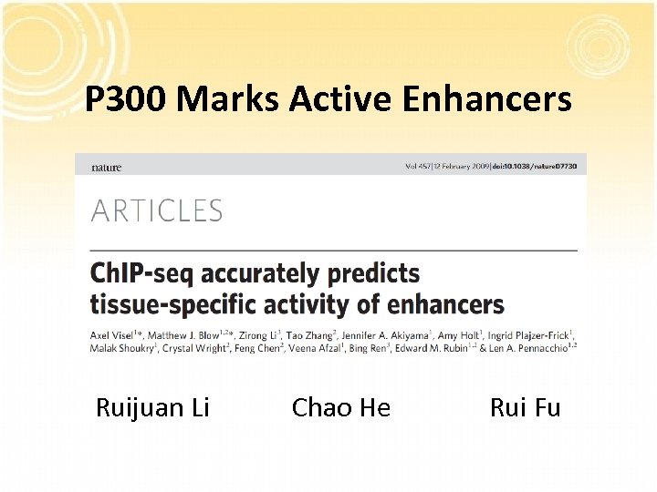 P 300 Marks Active Enhancers Ruijuan Li Chao He Rui Fu 