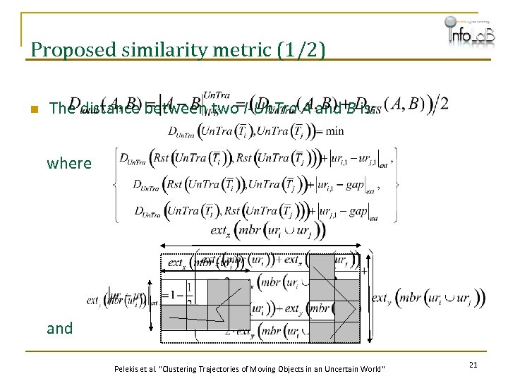 Proposed similarity metric (1/2) n The distance between two I-Un. Tra A and B
