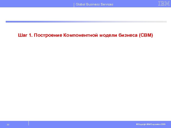 Global Business Services Шаг 1. Построение Компонентной модели бизнеса (CBM) 33 © Copyright IBM