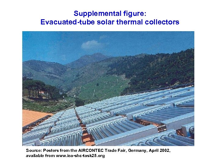 Supplemental figure: Evacuated-tube solar thermal collectors Source: Posters from the AIRCONTEC Trade Fair, Germany,