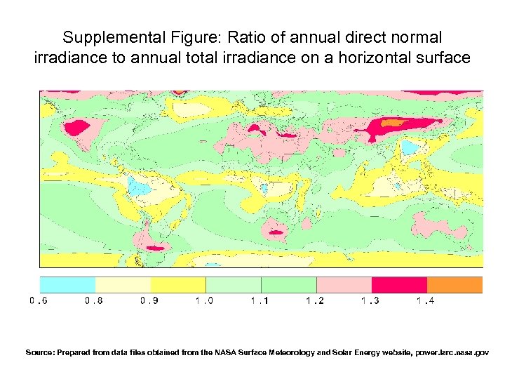 Supplemental Figure: Ratio of annual direct normal irradiance to annual total irradiance on a