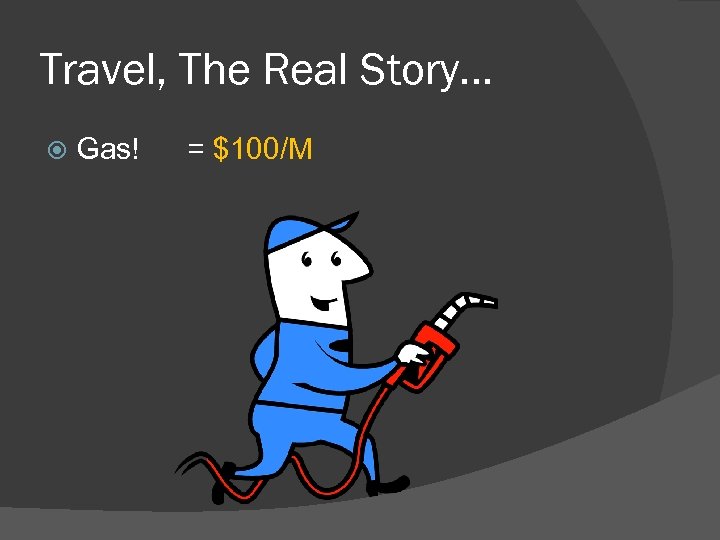Travel, The Real Story… Gas! = $100/M 