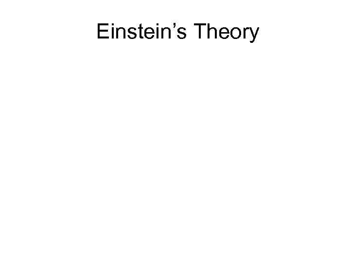 Einstein’s Theory 