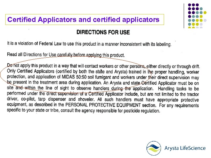 Certified Applicators and certified applicators 