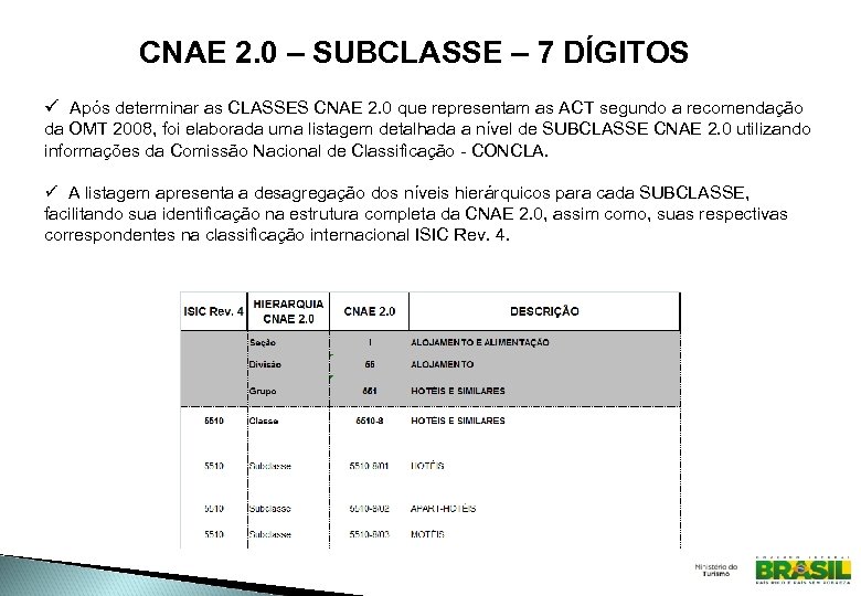 CNAE 2. 0 – SUBCLASSE – 7 DÍGITOS ü Após determinar as CLASSES CNAE