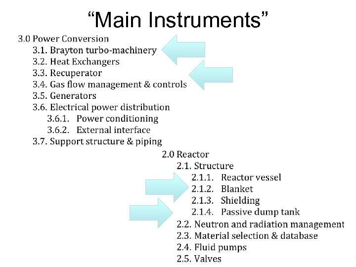 “Main Instruments” 