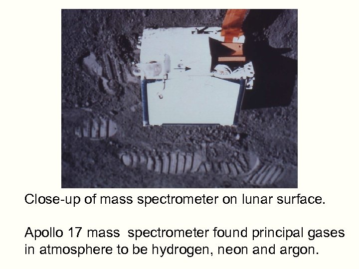 Close-up of mass spectrometer on lunar surface. Apollo 17 mass spectrometer found principal gases