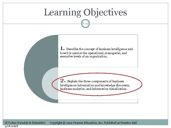 Learning Objectives 8 -49 1. Describe the concept of business intelligence and how it