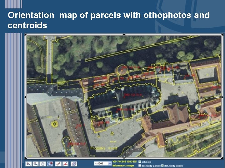 Orientation map of parcels with othophotos and centroids 