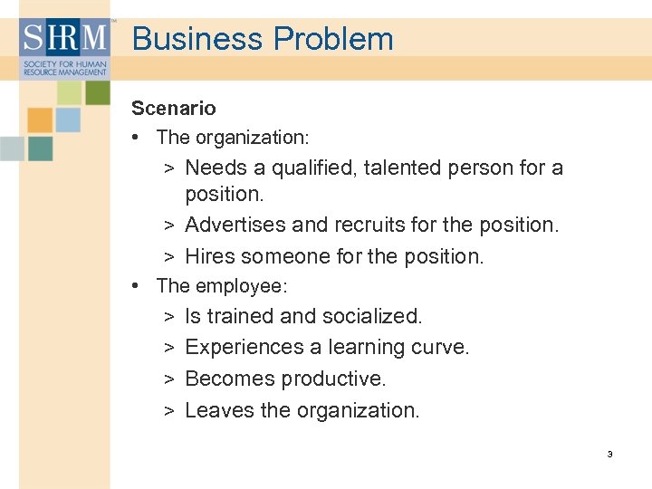 Business Problem Scenario • The organization: > Needs a qualified, talented person for a