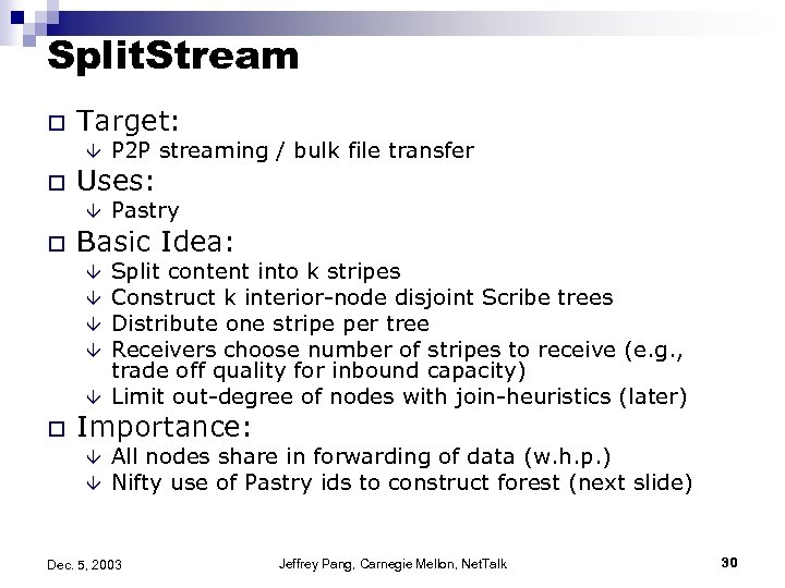 Dht Applications Jeffrey Pang Cmu Net Talk Dec