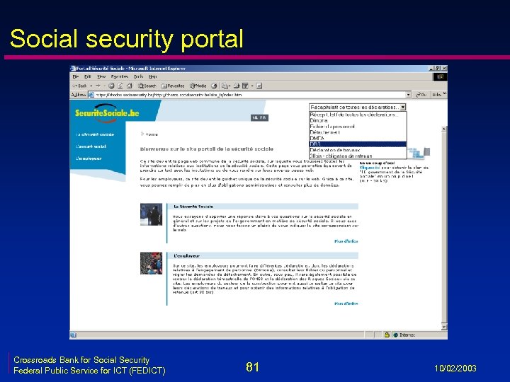 Social security portal Crossroads Bank for Social Security Federal Public Service for ICT (FEDICT)